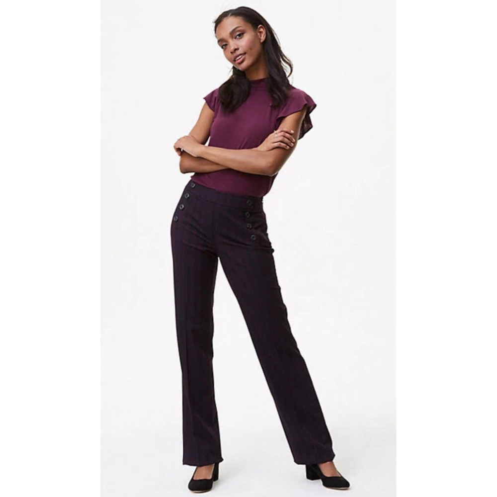 Loft NWT navy sailor stripe Marisa trouser pants size 6